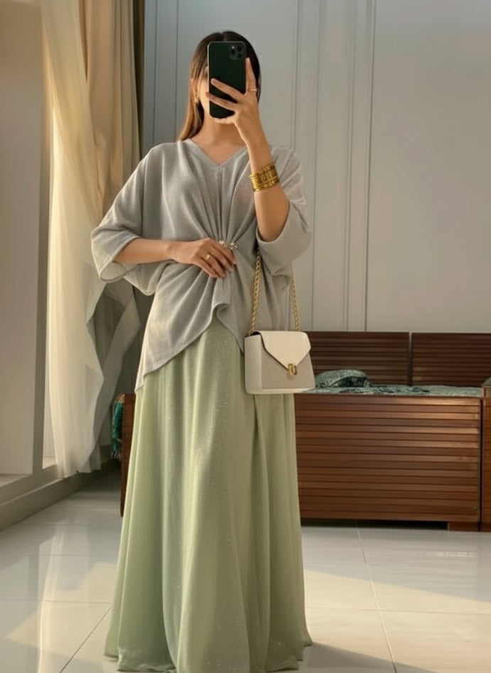 Cut-Dana Embroidered Moonlight Kaftan