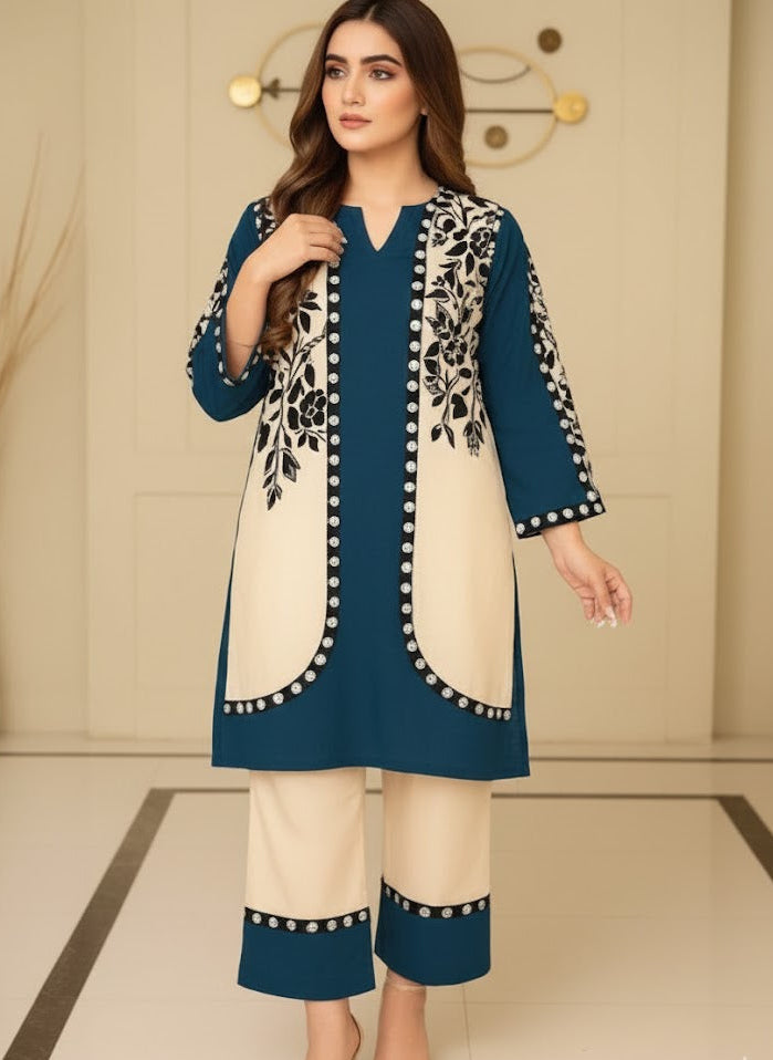 2 Pcs Women’s Stitched Swiss Lawn Printed Shirt And Trouser